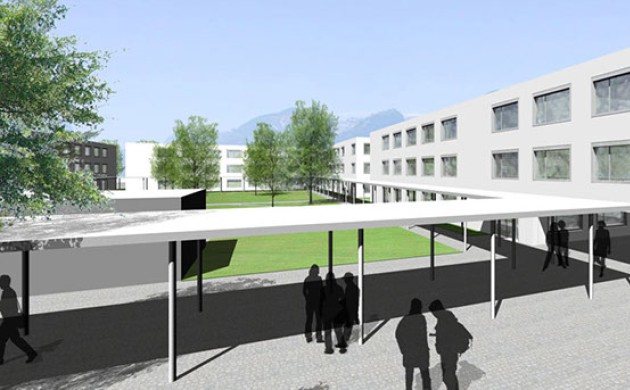 Gymnasium/Handelsmittelschule Thun, Seestraße, Amt für Grundstücke und Gebäude Kanton Bern, Schweiz - Winfried Elflein Architekten